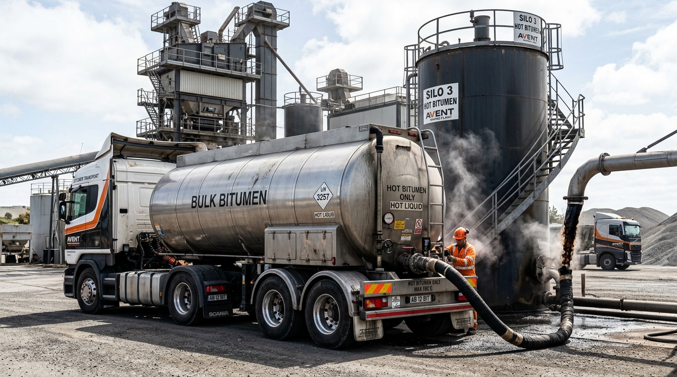 Insulated Bulk Bitumen Road Tanker Delivering Hot Liquid Bitumen