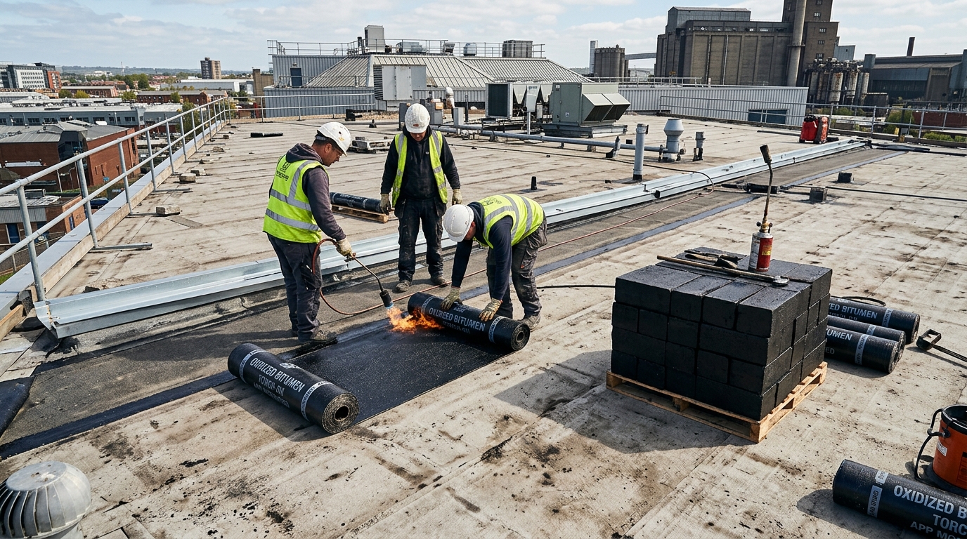 Oxidized Bitumen 85/25 and 115/15 Industrial Waterproofing Membrane Installation